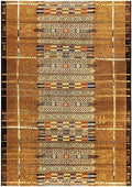 Liora Manne Marina Low Profile Durable Indoor/Outdoor Woven Rug- Tribal Stripe Gold 1'11" x 4'11" by LushDecor