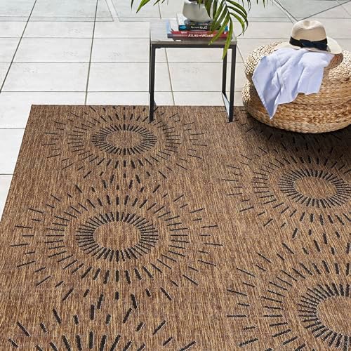 Gertmenian Indoor/Outdoor Flatweave Area Rug - 8x10 Large, Stain & UV Resistant, Ideal for High Traffic Areas in Deck, Patio, Mudroom - Geometric, Brown, 32464 - Image 6