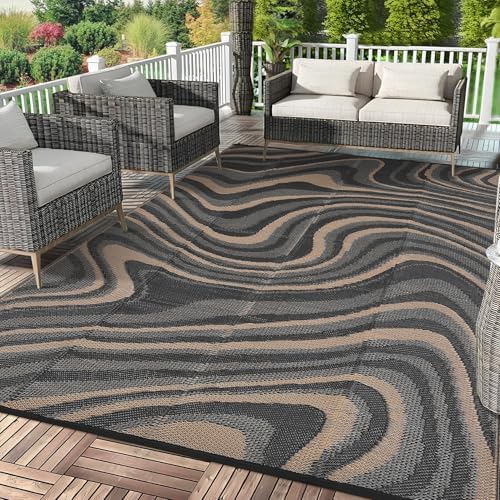 Garvee 10x14 Waterproof Outdoor Rug Modern Plastic Straw Rug, Brown by Garvee
