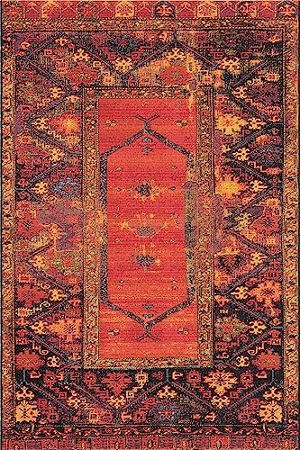 Unique Loom Outdoor Tribal Collection Area Rug - Quepos (5' 3" x 8' Rectangle, Multi/ Black) - Image 3