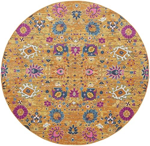 Nourison Home Passion Sunburst 8' x Round Area Rug, Boho, Moroccan, Bed Room, Living Room, Dining Room, Kitchen, Easy Clean, Non Shedding, (8' Round) - Image 4