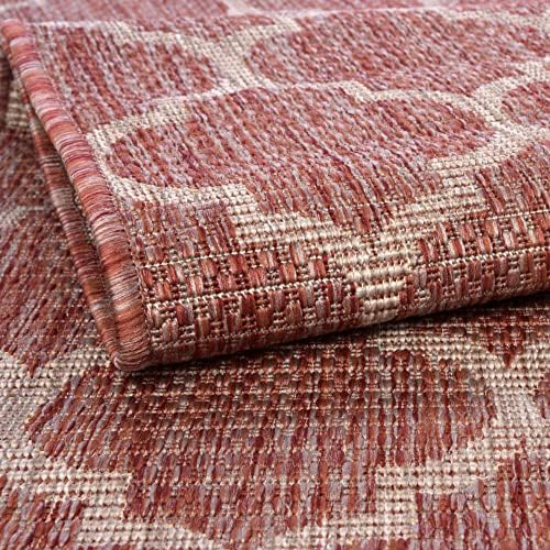 Unique Loom Outdoor Trellis Collection Area Rug - Trellis (Round 10' 8" x 10' 8", Rust Red/ Ivory) - Image 5