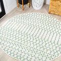 Eyely Moroccan Woven Round Rug 5 Ft Green/Ivory, Indoor Outdoor Rug by eyely