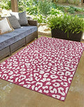Unique Loom Outdoor Safari Collection Area Rug - Leopard (4' 1" x 6' 1" Rectangle, Magenta/ Ivory) by UniqueLoom