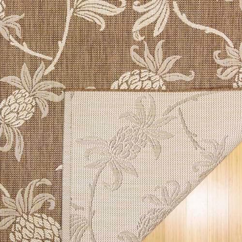 Gertmenian Indoor/Outdoor Kona Coast by Reyn Spooner Rug - 5x7 Standard, Stain & UV Resistant, Ideal for Deck, Patio, Poolside Rooms - Pineapple, Brown, 46653 - Image 4