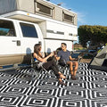 9' x 12', Plastic Straw Rug, Outdoor Patio Rugs, RV Rug, Large Floor Mat and Rugs for Outdoors, RV, Patio, Backyard, Deck, Picnic, Beach, Trailer, Camping, (Black&White | Diamond) by Unknown
