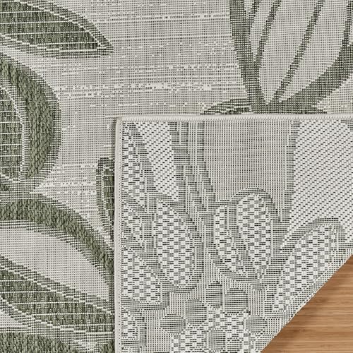 Gertmenian Indoor Outdoor Casual Area Rug - 8x10 Large, Fade Resistant, Ideal for High Traffic in Living Room, Bedroom, Patio - Woodbury Floral, Green, 28807 - Image 5