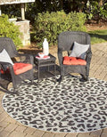 Unique Loom Outdoor Safari Collection Area Rug - Leopard (10' Round Light Gray/Gray) by UniqueLoom