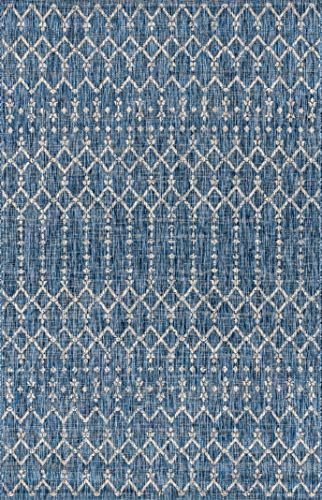 Eyely Moroccan Woven Area Rug 3X5 Navy/Light Gray, Indoor Outdoor Rug - Image 3