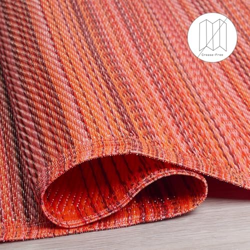 Fab Habitat Outdoor Rug - Waterproof, Fade Resistant, Crease-Free - Premium Recycled Plastic - Striped - Porch, Deck, Balcony, Mudroom, Laundry Room, Patio - Cancun - Sunset - 3 x 5 ft - Image 4