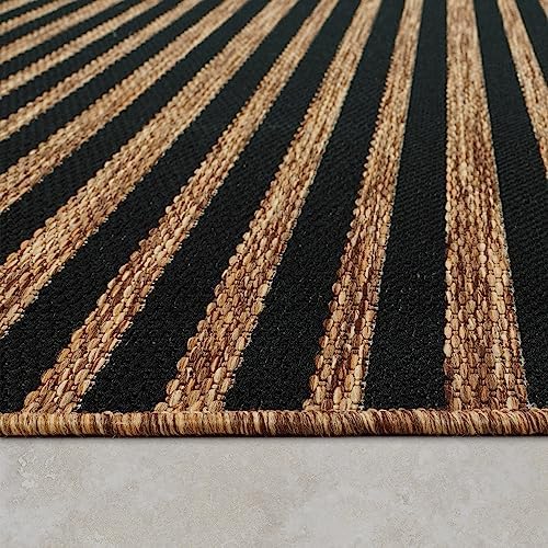 Paco Home Indoor and Outdoor Rug Boho Abstract Line Pattern in Black Brown, Size: 2'8" x 4'11" - Image 3