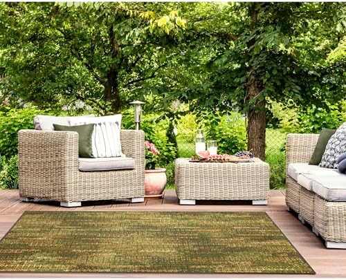 Liora Manne Marina Indoor/Outdoor Power Loomed Synthetic Blend Durable Area Rug - Contemporary Texture Global Colorful (Sienna Green) (7'10" x 9'10") - Image 5