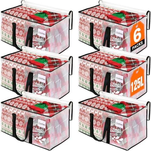 RoomHacks Moving Bags, Heavy Duty Large Storage Bags, 125L, 6 Pack, Clear by RoomHacks