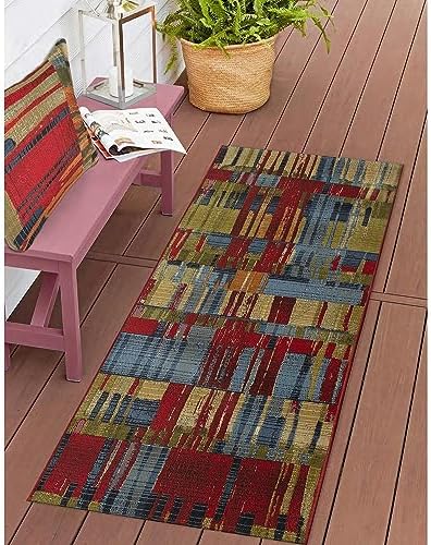 Liora Manne Marina Indoor/Outdoor Power Loomed Synthetic Blend Low Profile Area Rug - Transitional Contemporary (Paintbox Multi) (1'11" x 4'11") by LushDecor