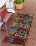 Liora Manne Marina Indoor/Outdoor Power Loomed Synthetic Blend Low Profile Area Rug - Transitional Contemporary (Paintbox Multi) (1'11" x 4'11") by LushDecor