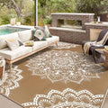 Yamaziot Waterproof Outdoor Rug 8x10 ft, Reversible Plastic Straw Rug for Patio Clearance, Camping, RV Mat, Large Outside Rug Carpet for Porch, Deck, Backyard, Balcony, Picnic (Brown) by Yamaziot