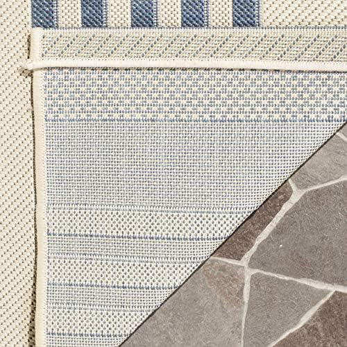 SAFAVIEH Courtyard Outdoor Area Rug 4'x5'7", Beige & Blue CY6062-233 - Image 4