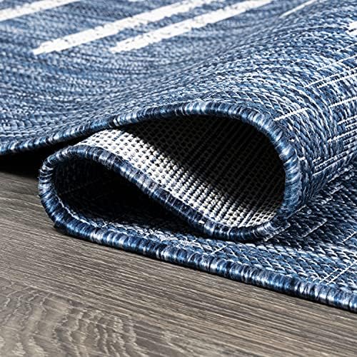 JONATHAN Y Stripe Geometric Indoor Outdoor Runner Rug 2X10 Blue/Ivory, Zolak Berber for Backyard, Patio, Porch, Easy-Cleaning, High Traffic, Pet-Friendly, Non-Shedding (SMB124C-210) - Image 6