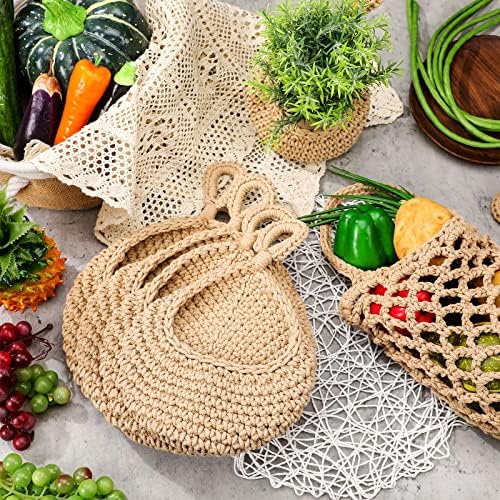 9 Pcs Jute Fruit Hanging Baskets for Kitchen, Boho Woven Wall Baskets, Produce Storage for Garlic Onion Potato Banana, Space Saving Farmhouse Kitchen Decor (Brown)(Brown) - Image 5