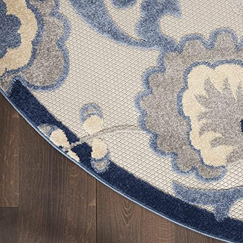 Nourison Home Aloha Blue Grey 4' x Round Area Rug - Easy Clean, Non Shedding, Bed Room, Living Room, Dining Room, Kitchen (4' x Round) - Image 7