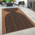 Paco Home Indoor and Outdoor Rug Boho Abstract Line Pattern in Black Brown, Size: 5'3" x 7'3" by PacoHome