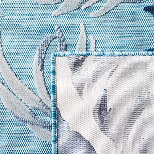SAFAVIEH Washable Rug Outdoor Cabana Collection - 2' x 6'7" Runner, Aqua & Navy, Non-Shedding & Easy to Clean, Ideal for Patio, Backyard, Mudroom (CBN452J) - Image 5