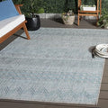 SAFAVIEH Washable Rug Outdoor Courtyard Collection - 5'3" x 7'7", Light Grey & Aqua Blue, Non-Shedding & Easy Cleaning, Ideal for Patio, Backyard, Mudroom (CY8196-37112) by Unknown