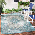 SAFAVIEH Washable Rug Outdoor Courtyard Collection - 5'3" Square, Teal & Cream, Non-Shedding & Easy Cleaning, Ideal for Patio, Backyard, Mudroom (CY8720-372) by Unknown