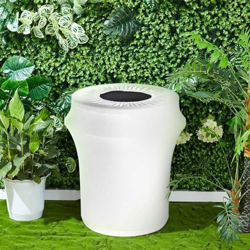 Tanlade 4 Pcs 32 Gallon Stretch Spandex Trash Can Covers Round, White - Image 6