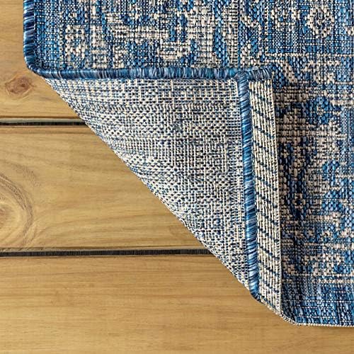 JONATHAN Y Weave Floral Indoor Outdoor Square Area Rug 6X6 Navy/Gray, Tela Bohemian Textured for Backyard, Patio, Porch, Easy-Cleaning, High Traffic, Pet-Friendly, Non-Shedding (SMB100B-6SQ) - Image 5