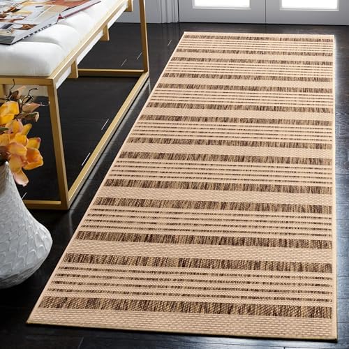 SAFAVIEH Washable Rug Outdoor Courtyard Collection - 2'3" x 18' Runner, Brown & Bone, Non-Shedding & Easy Cleaning, Ideal for Patio, Entryway, Mudroom, Hallway, Kitchen (CY6062-242) - Image 7