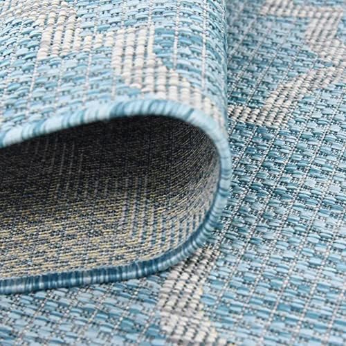 Unique Loom Outdoor Trellis Collection Area Rug (3' 3" x 5' 3" Rectangle, Aquamarine/ Gray) - Image 5