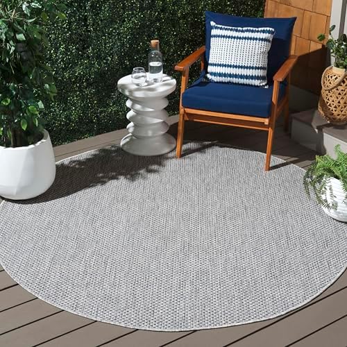 SAFAVIEH Courtyard Outdoor Round Rug 10', Grey & Navy CY8521-36812 - Image 7