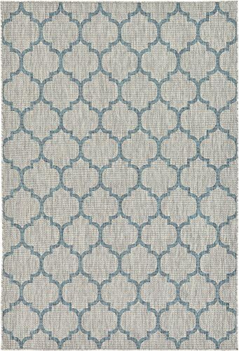 Unique Loom Outdoor Trellis Collection Area Rug (6' 1" x 9' Rectangle, Gray/ Ivory) - Image 3