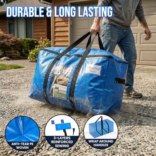 TAILI 10 Pack Blue Extra Large Moving Bags,Storage Bag with Visible Window - Image 3
