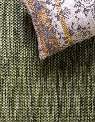 Unique Loom Outdoor Border Collection Area Rug - Floral Border (10' 8" Square, Green/ Ivory) - Image 6