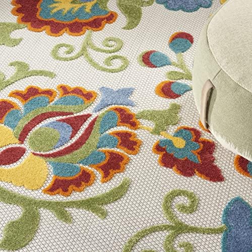 Nourison Home Aloha Ivory Multicolor 7'10" x Round Area Rug - Easy Clean, Non Shedding, Bed Room, Living Room, Dining Room, Kitchen (8' x Round) - Image 5