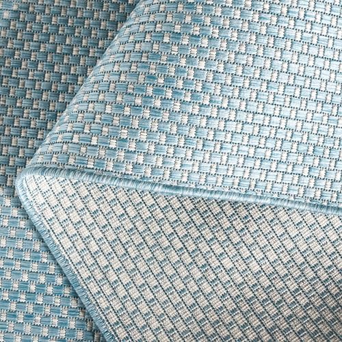 SAFAVIEH Courtyard Outdoor Square Rug 10', Aqua & Grey CY8521-37121 - Image 3