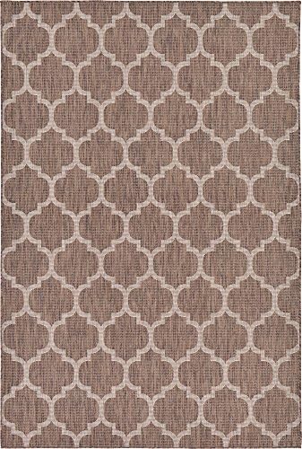 Unique Loom Outdoor Trellis Collection Area Rug (6' 1" x 9' Rectangle, Brown/ Ivory) - Image 3