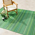 Fab Habitat Striped Outdoor Rug - Waterproof, Fade Resistant, Crease-Free, Reversible - Premium Recycled Plastic - Patio Porch Balcony Deck - Cancun Green - 8x10 ft by FabHabitat