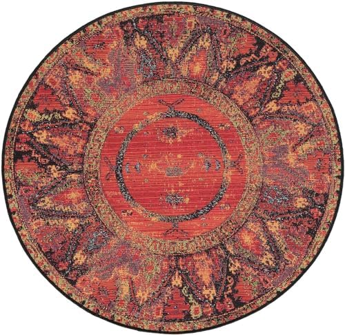 Unique Loom Outdoor Tribal Collection Area Rug - Quepos (3' 1" Round Multi/Black) - Image 3