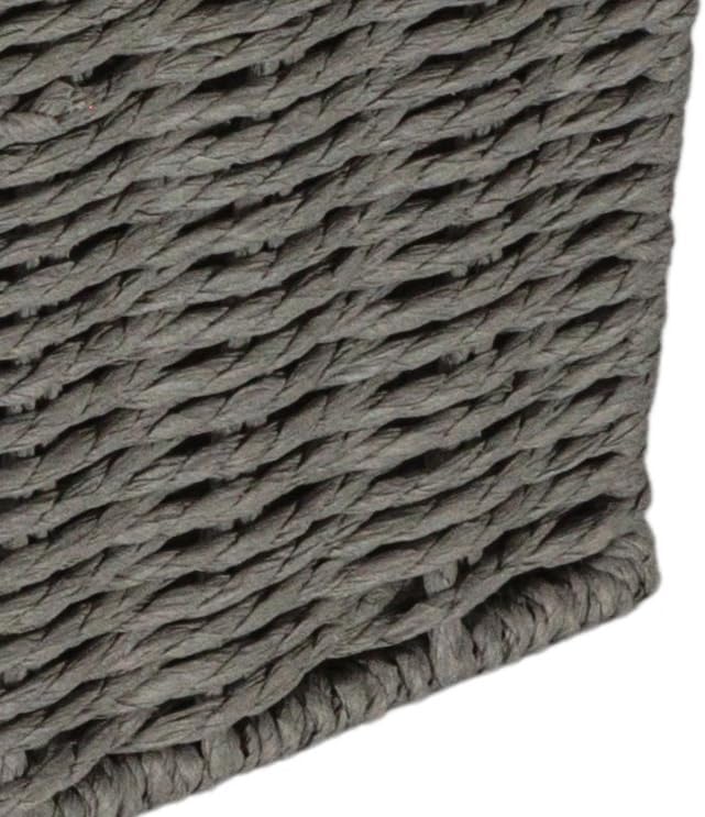 Household Essentials Small Handwoven Paper Rope Wicker Basket with Lid, Grey - Image 5