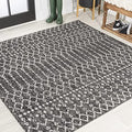 Eyely Moroccan Textured Weave Square Rug 5X5 Black/Gray, Indoor Outdoor Rug by eyely