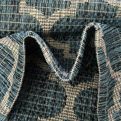 Unique Loom Outdoor Trellis Collection Area Rug (10' x 13' 1" Rectangle, Teal/ Gray) - Image 6