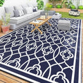 Outsunny Outdoor Rug for Patio Waterproof 9' x 18' Blue & White Lantern by Outsunny
