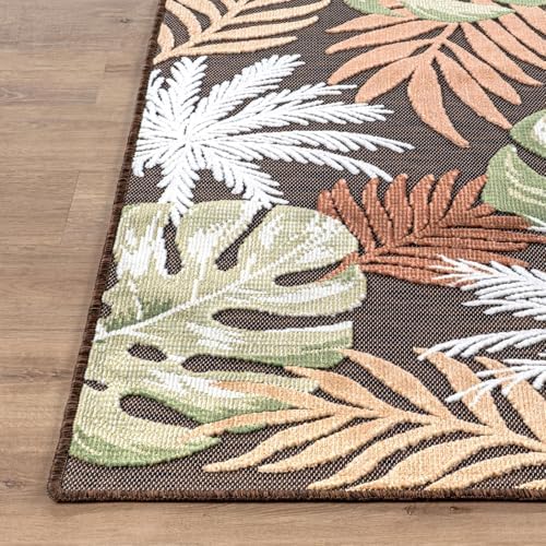 Luul Home Floral Indoor Outdoor Rugs 8x10 Large Area Rug for Living Room, Patio Decor, Kitchen, and Entryway Rug, Washable Stain Resistant Outside Carpet Brown 8 x 10 - Image 6