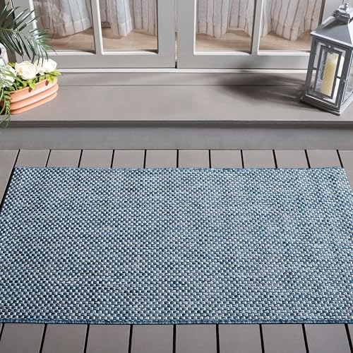 SAFAVIEH Courtyard Collection 4' x 5'7" Navy/Grey CY8521 Indoor/ Outdoor Waterproof Easy-Cleaning Patio Backyard Mudroom Accent-Rug by Unknown