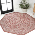 JONATHAN Y Weave Floral Indoor Outdoor Octagon Area Rug 8 Ft Red/Taupe, Tela Bohemian Textured for Backyard, Patio, Porch, Easy-Cleaning, High Traffic, Pet-Friendly, Non-Shedding (SMB100A-8TGN) by JONATHANY