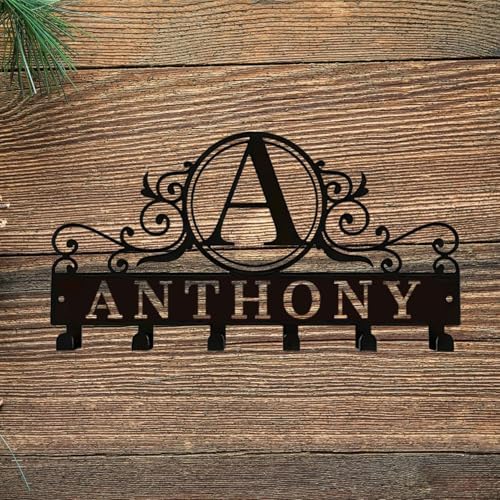 Personalized Family Name Metal Wall Hook Rack – Custom Coat Key Holder with Heart Infinity Design – Rustic Home Entryway Organizer for Jackets, Hats, Bags (Black 2) - Image 3
