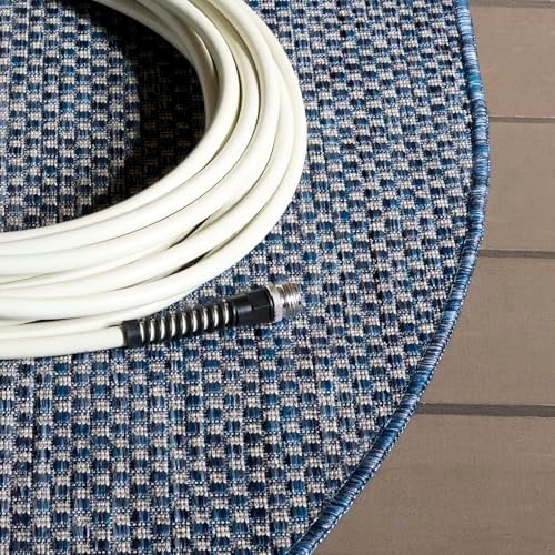 SAFAVIEH Courtyard Collection 9' Round Navy/Grey CY8521 Indoor/ Outdoor Waterproof Easy Cleaning Patio Backyard Mudroom Area Rug - Image 3